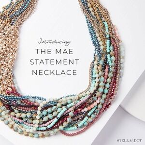 Stella & Dot Mae Necklace - Blue, Pink, Gold, Cream